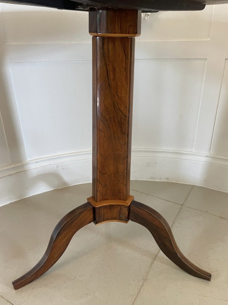 Outstanding Quality Antique Rosewood Inlaid Circular Lamp Table - Image 8